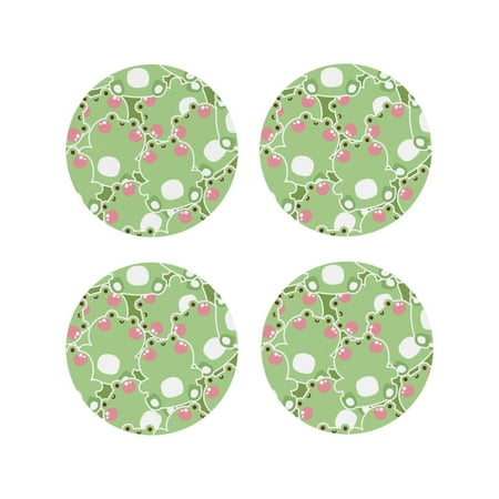 

Fuzoiu Cute Frog2 Print Leather Coasters Set Drink Coasters Set of 4 for Tabletop Protection Durable PVC Coasters Home Décor and Housewarming Gift-Round Shape