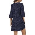 thumbnail image 5 of MLANM Women Summer T-Shirts Dress V Neck Casual Loose Mini Swing Shift Dresses, S Dot Navy, 5 of 7