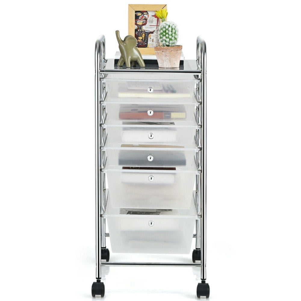 Topbuy 6 Drawer Scrapbook Paper Organizer Rolling Storage Cart for Office School Pink