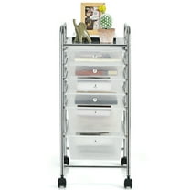 Resenkos Filing Cabinet Office Drawers, Office Storage Cabinet,6 Drawers Rolling Storage Cart Organizer-Clear