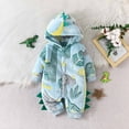 thumbnail image 2 of Odeerbi Infant Boys Girls Dinosaur Fleece Romper Jumpsuit Baby Clothes Baby Spring New Long Sleeve Hooded Bodysuits Green, 2 of 7