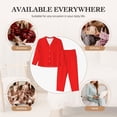 thumbnail image 5 of Goofa Red Printed Women’s 2 Piece Pajama Set Super,Pajamas Women's Long Sleeve Sleepwear Soft Button Down Loungewear Pjs Lounge Set Nightwear-Small, 5 of 9
