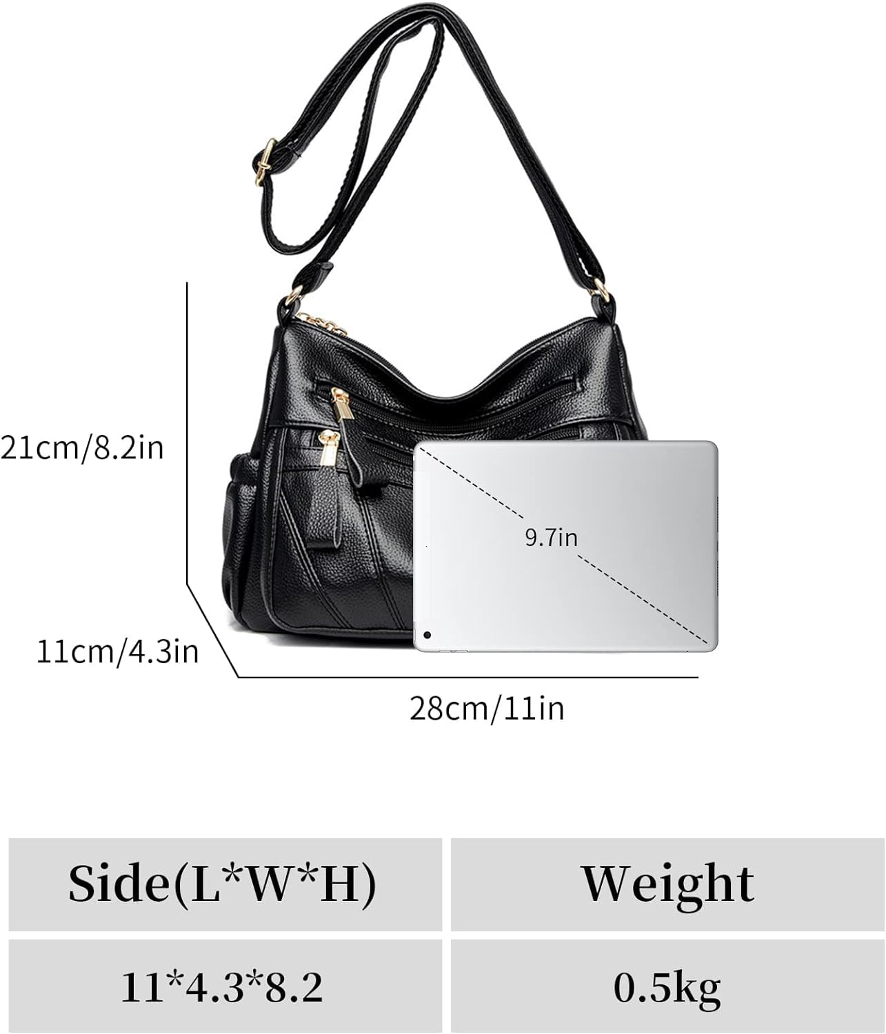 Crossbody Bags for Women Multi Pocket Shoulder Bag Soft PU Leather Purses and Handbags Pocketbooks