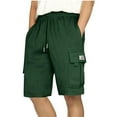 thumbnail image 2 of Big and Tall Shorts Clearance Mens Casual Cargo Shorts with Pockets, Breathable Cotton Blend, Relaxed Fit, Elastic Waistband, Burgundy, Size Options, 2 of 6