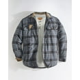 thumbnail image 4 of Venado Men's Plaid Shirt Jacket -Long Sleeved Quilt Lined Brushed Flannel Rugged Shirt (Plaid Blue, Large Tall), 4 of 8