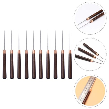 MIPCASE Positioning Awls Wooden Handle Sewing Tools Lightweight for Home Use 10Pcs