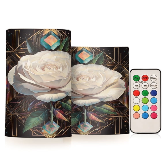 BZSMCE Flameless Candles LED Lights The White Rose Creativity Battery Candles
