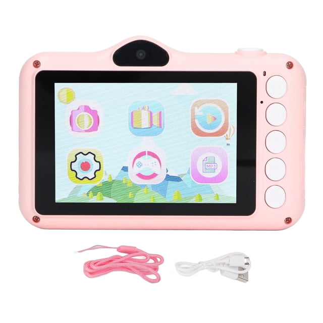 Cámara digital para niños de 20 MP, inteligente, HD, frontal y trasera, mini cámara de dibujos animados para selfies, regalo para niños, color rosa