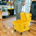 thumbnail image 7 of Minekkyes 24 L Plastic Side Press Mop Bucket Wringer Combo, Commercial Mop Bucket on Wheels, Yellow, 16.14" X 13.7" X 12.4", 7 of 7