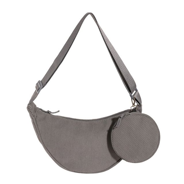 Bolso Pana Media Con Correa Ajustable Bolso Media para Mujer 2 Piezas (gris)
