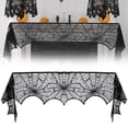 thumbnail image 2 of CoreLiving Halloween Table Runner Black Lace Spider Web Lace Table Runner Spooky Halloween Decor for Fireplace Mantel Dining Table Home Party Display, 2 of 8