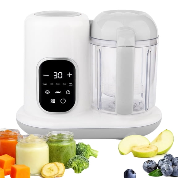Baby Food Maker, One Step Baby Food Processor Steamer Puree Blender, Multi-Function Steamer Grinder Blender Auto Cooking & Grinding Baby Food Puree Maker, Touch Screen Control, White
