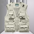 thumbnail image 2 of Men's Sleeveless Vest Multi Pocket Quick Dry Nylon V-Neck Workwear Photography Mountaineering Journalist Outdoor Casual Utility Fishing Hiking Travel | Zenithor,White 3XL, 2 of 9