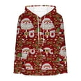thumbnail image 5 of SwiftWear Women's Christmas Santa Print Fluffy Hoodie - Festive Plush Lined Pullover with Front Pockets, Cozy Holiday Loungewear Red, 5 of 6