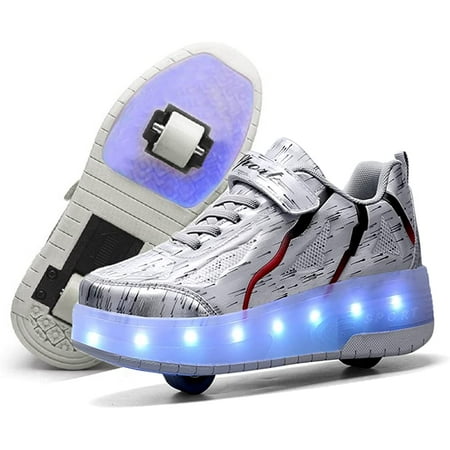 

YAZI Kids Roller Shoes Boy Girl Sneakers with Wheels Become Sport Sneaker with Led for Christmas Birthday Children Show Gift