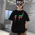 thumbnail image 2 of Ropa de lujo con estampado de letras para niños, camisetas de algodón para niñas y niños, camisetas divertidas de verano para bebés y niñas, camisetas de manga corta para niños, 2 of 4