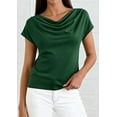 thumbnail image 3 of PRETTYGARDEN Blouses for Women Dressy Casual Summer Cowl Neck Short Sleeve Tops Spring Work Office Teacher Shirts, 3 of 10