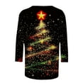 thumbnail image 4 of FDGIU Women's 3/4 Sleeve Christmas Tunic - Xmas Tree Glitter Print Crewneck Blouse, Cute Holiday Gift Tees, 4 of 5