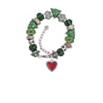thumbnail image 2 of Silvertone Red Heart with Beaded Border Green Christmas Bead Bracelet, 2 of 4