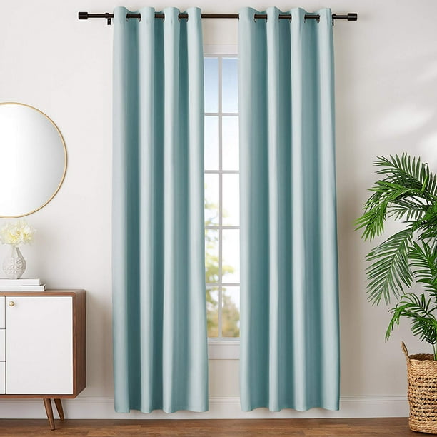 Basics Room Darkening Blackout Window Curtains With Grommets 42 X 96 Seafoam Green 2 Panels Walmart Com Walmart Com