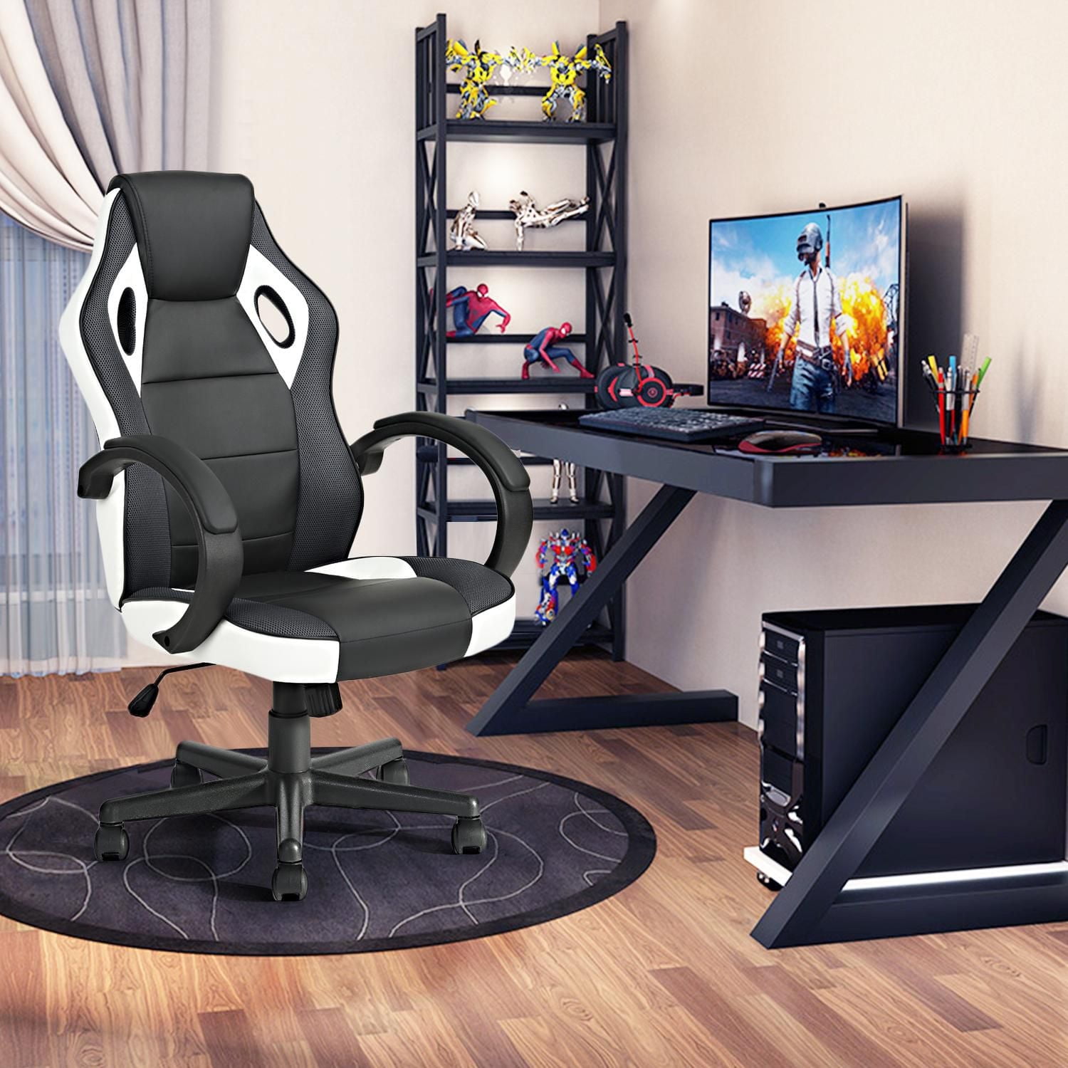 Homylin PU Leather Gaming Chair Desk High Back Swivel Rolling Racing Chairs Executive Desk Chair Adjustable Video Gaming Chairs