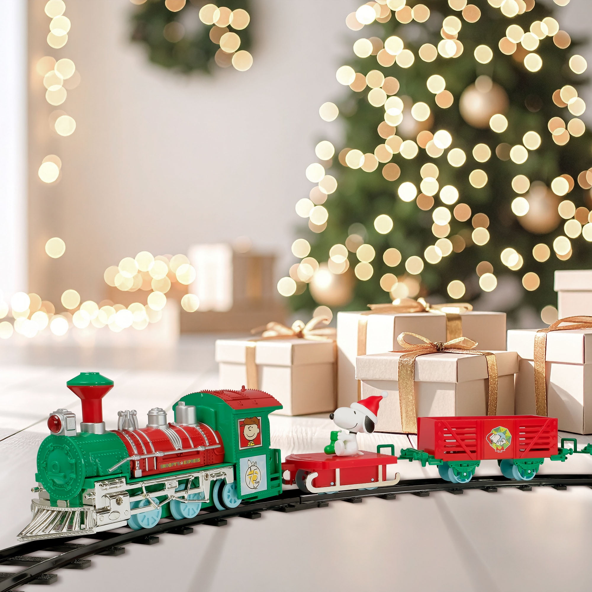 Snoopy Express 12-Piece Christmas Train Set – Holiday Décor Toy by