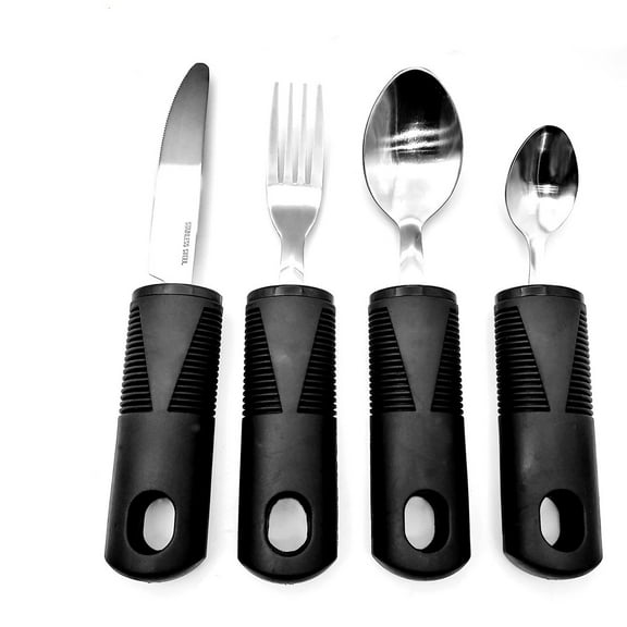4Pcs Utensils Adaptive Silverwarespoon Weighted Eating Fork Cutlery Disabled Adapted Feeding Travelspoons Tremors Parkinsons
