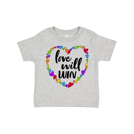 

Inktastic Love Will Win- Pride Rainbow Hearts Gift Toddler Boy or Toddler Girl T-Shirt