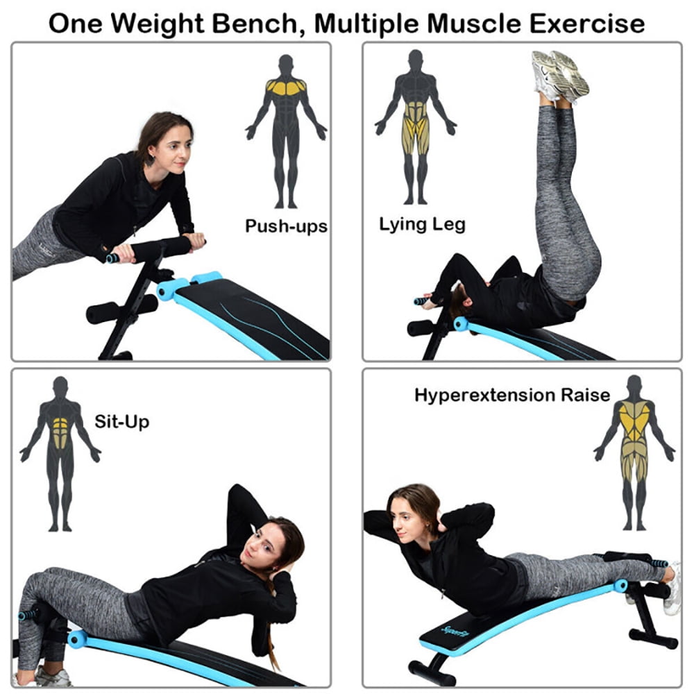 Kadyn Adjustable Ab Sit Up Bench, Exercise Bench, Workout Bench,Folding Weight Bench Adjustable Sit-up Board Workout Slant Bench-Blue