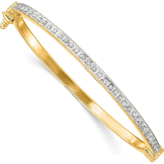 Ss/Gold Plated Sterling Silver Gold-Plated Diamond Mystique Baby Bangle Made In United States qb1287