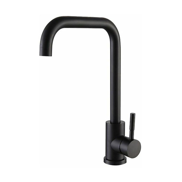 Grifo de cocina negro 304 Grifo de cocina de acero cepillado Grifo de cocina en forma de 7 360 Giratorio, Grifo de cocina con aireador móvil- Kuyhfg Bienvenido a Kuyhfg