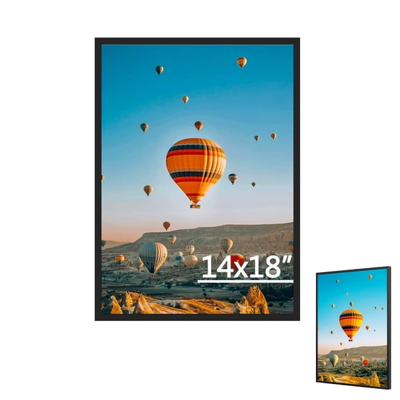 14"x18"Picture Frame, Wall Display Picture Frame, 14"x18" Wall Hanging Picture Frame with Shatter-Resistant Glass, Gallery Photo Frame for Photos, Posters, Art Prints, Wall Display, Black