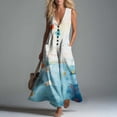 thumbnail image 2 of Dresses for Women Casual Printed Sleeveless Pocket Maxi Dress, Loose V‑Neck Button Down for Daily Vacation Beach Parties& Summer Outings, 2 of 8