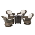 thumbnail image 2 of Noble House Liam Outdoor 4 Seater Wicker Swivel Chair and Fire Pit Set Brown, 2 of 16