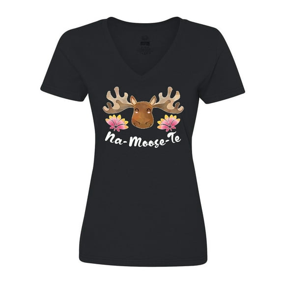 Inktastic Na-Moose-Te Cute Moose Greeting Women's V-Neck T-Shirt