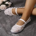 thumbnail image 2 of LTTVQM Womens Ballet Flats Elegant Slip on Buckle Strap Mesh Pearl Flower Embroideried Mary Jane Shoes Breathable Soft Arch Support Dance Flat Shoes White 37(US-6.5), 2 of 4