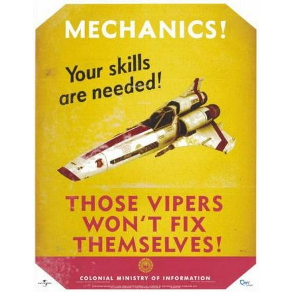 Best Posters Battlestar Galactica Propaganda Viper Mechanic Poster 11x17 Poster Color Category: Multi, Unframed, Ages: Adults