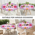 thumbnail image 7 of Stretch Fit Round Tablecloth with Floral Bohemian Pattern, Elastic Hem for 38"-42" Tables, 44" Easy Clean Cover for Party Decor, 7 of 7