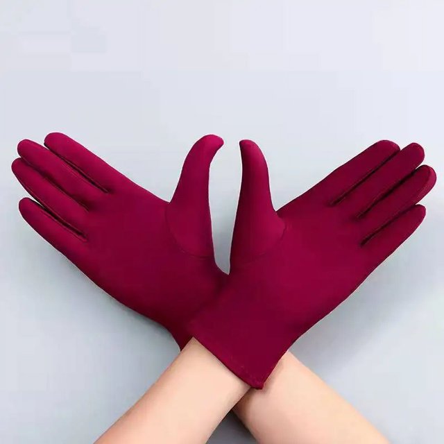 1 par de guantes de verano finos de seda de hielo para ciclismo, conducción, protección solar, elásticos, para entrenamiento, protección solar, guantes de dedos completos.