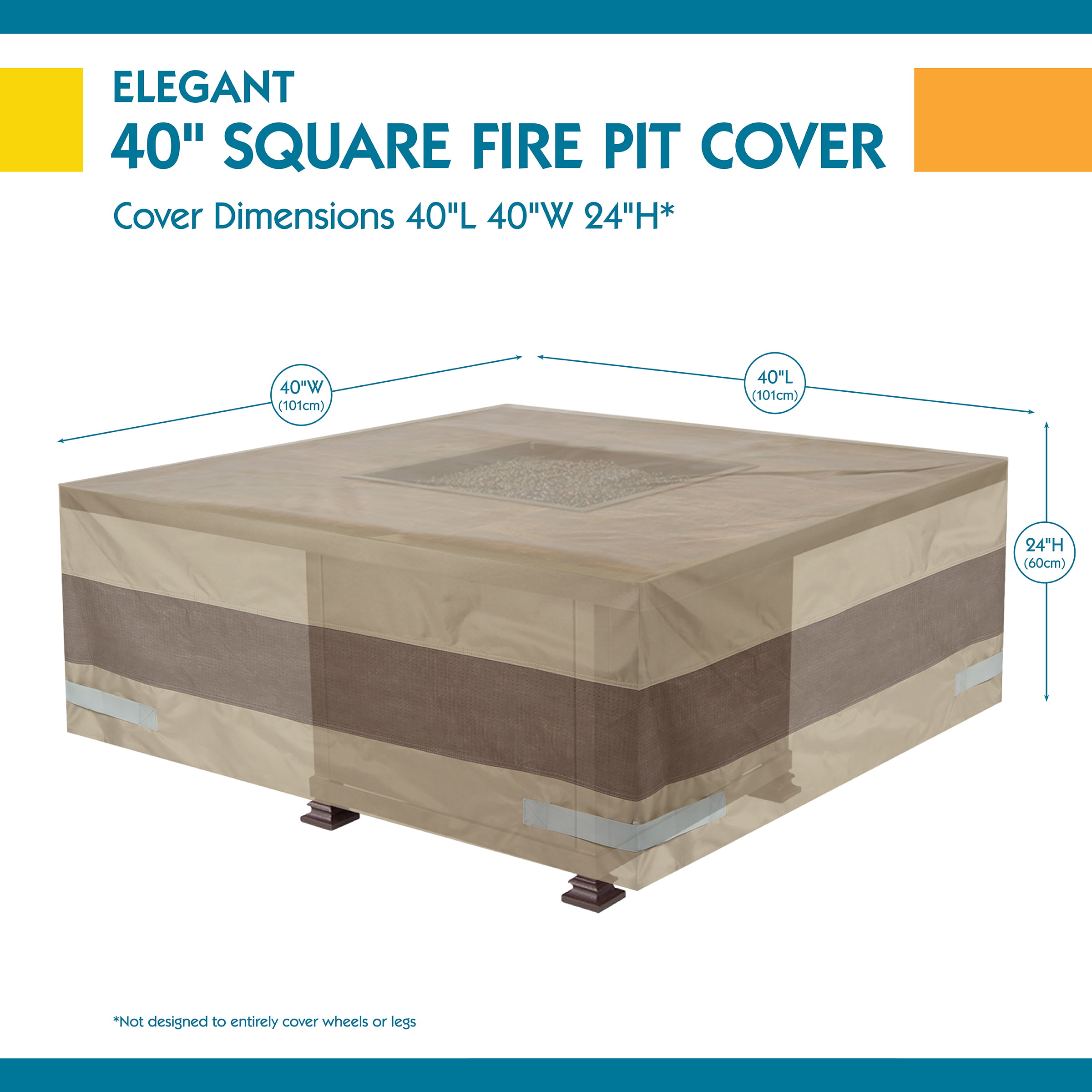 Duck Covers Elegant Waterproof 40 Inch Square Fire Pit Cover 