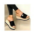 thumbnail image 3 of Gomelly Ladies Slippers Slip On Wedge Sandals Backless Slides Comfortable Slide Sandal Summer Beach Black 7.5, 3 of 3