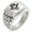 Silver, variant on Stainless Steel Pirate Captain Skull Geometric Pattern Step-Down Biker Style Polished Ring