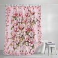 thumbnail image 4 of Pink Orchid Standard Shower Curtain Set, Waterproof Shower Curtains for Bathroom, Spring Floral Flowers Leaves Botanical Washable Fabric Bath Curtain for Bathtub Decoration with Hooks 72x72 Inches, 4 of 9