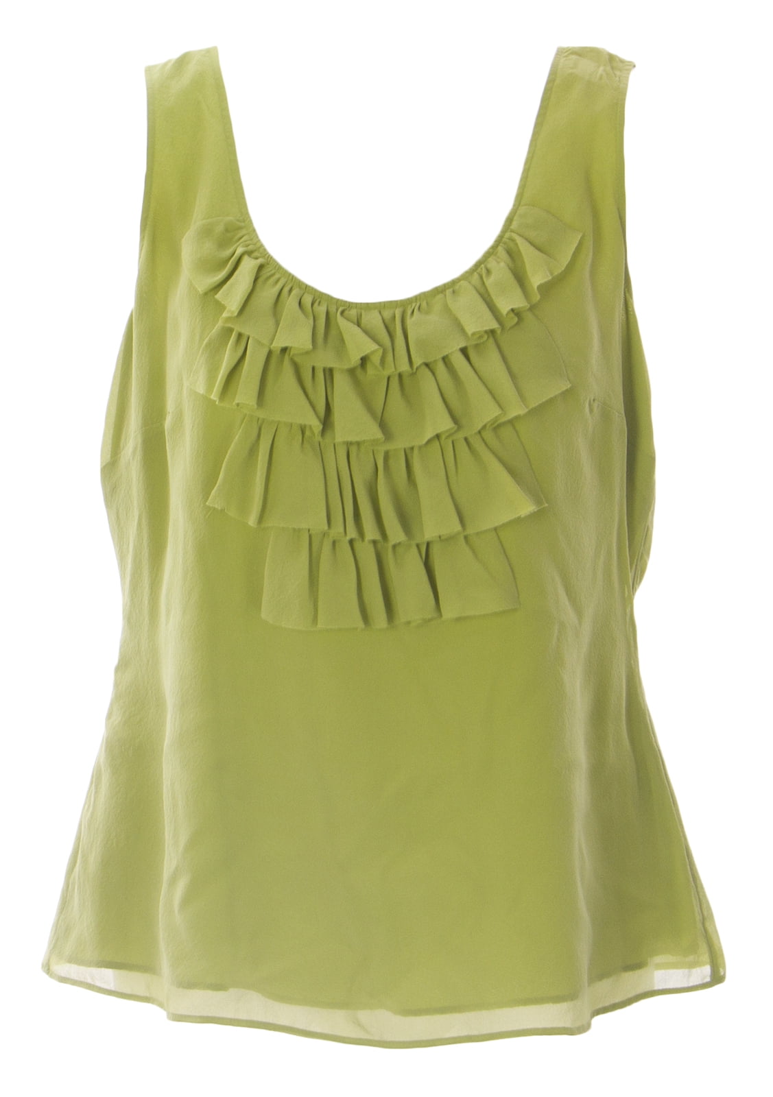 BODEN Women's Ruffle Silk Tank Top US Sz 4 YellowGreen