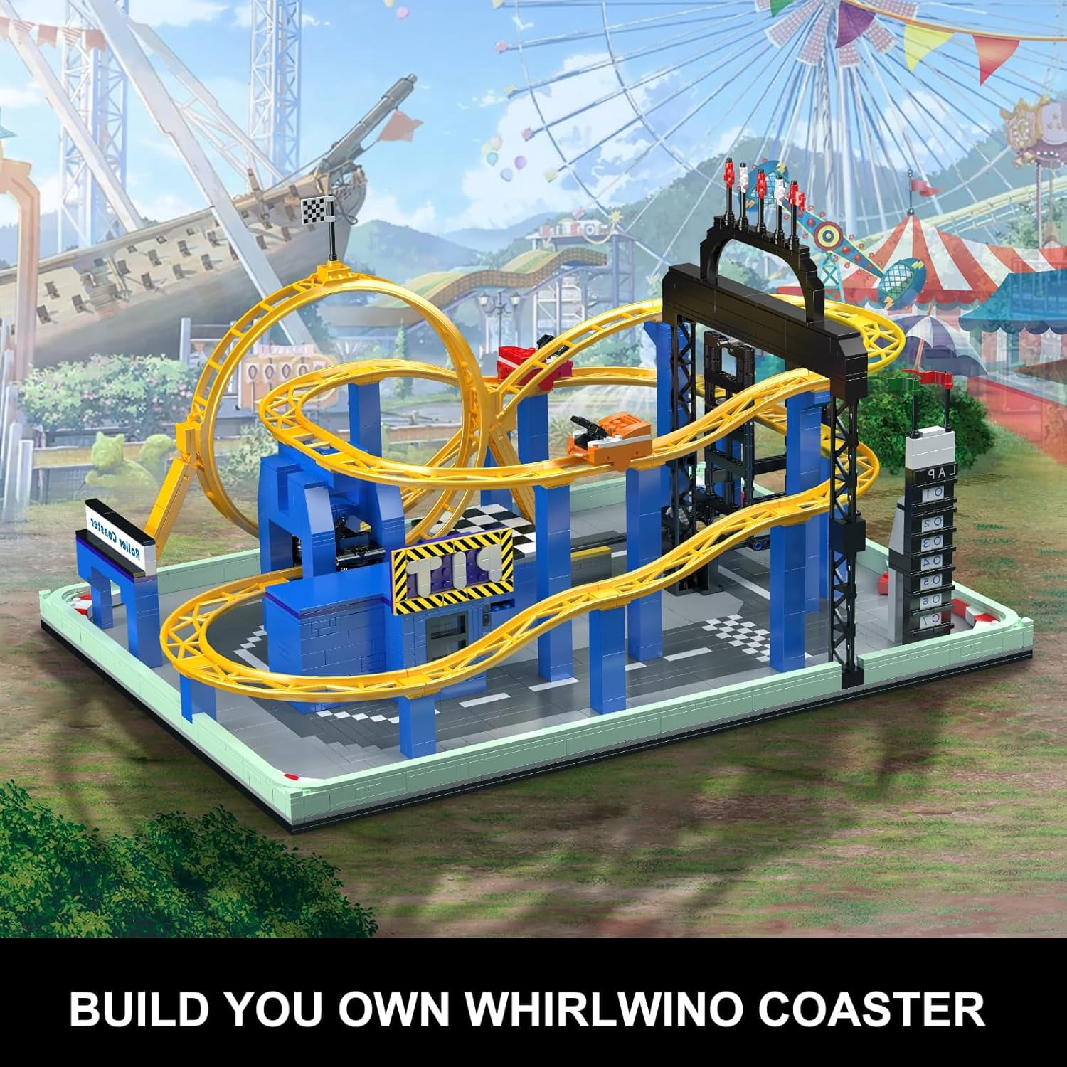 Roller Coaster Building Set, Large Amusement Park Coaster Model Kit with Motors, Whirlwind Coaster Creative Gift for Adults, STEM(1707 PCS)