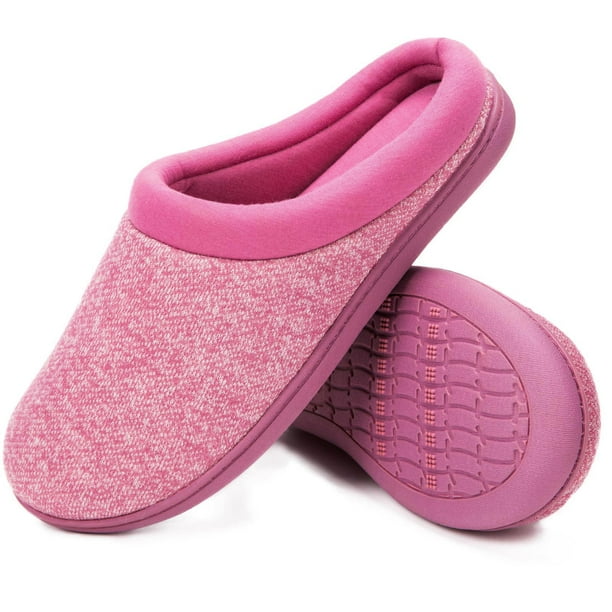 HomeTop Women's Warm Cotton Knit Memory Foam Slippers Soft Yarn House