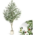 thumbnail image 2 of 7FT Faux Olive Tree Tall,Olive Trees Artificia Indoor with White Planter and Green Moss, Fake UV Resistant Artificial Tree,for Home Office Living Room Bedroom Stairs Foyer Decor, 2 Pack, 2 of 8