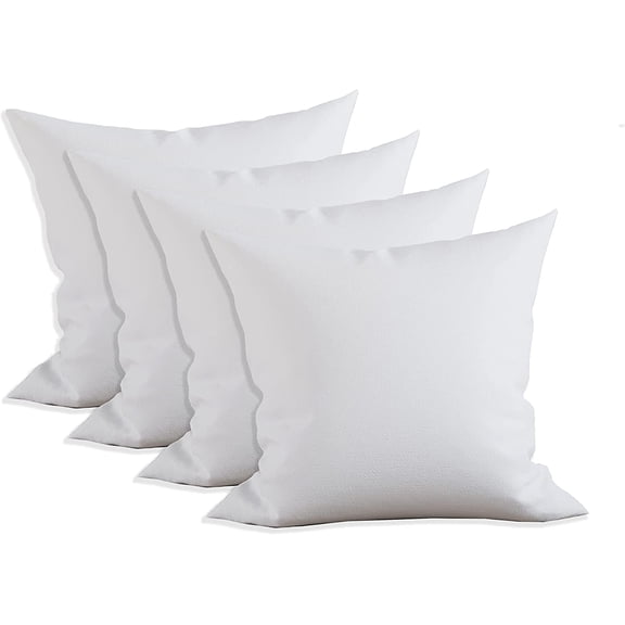 Mocassi 12 x 12 Throw Pillow Inserts - 4-PACK Pillow Insert Poly-Cotton Shell with Siliconized Fiber Filling - Square Form, Decorative for Couch Bed Inserts, Made in USA, 12 x 12 inch
