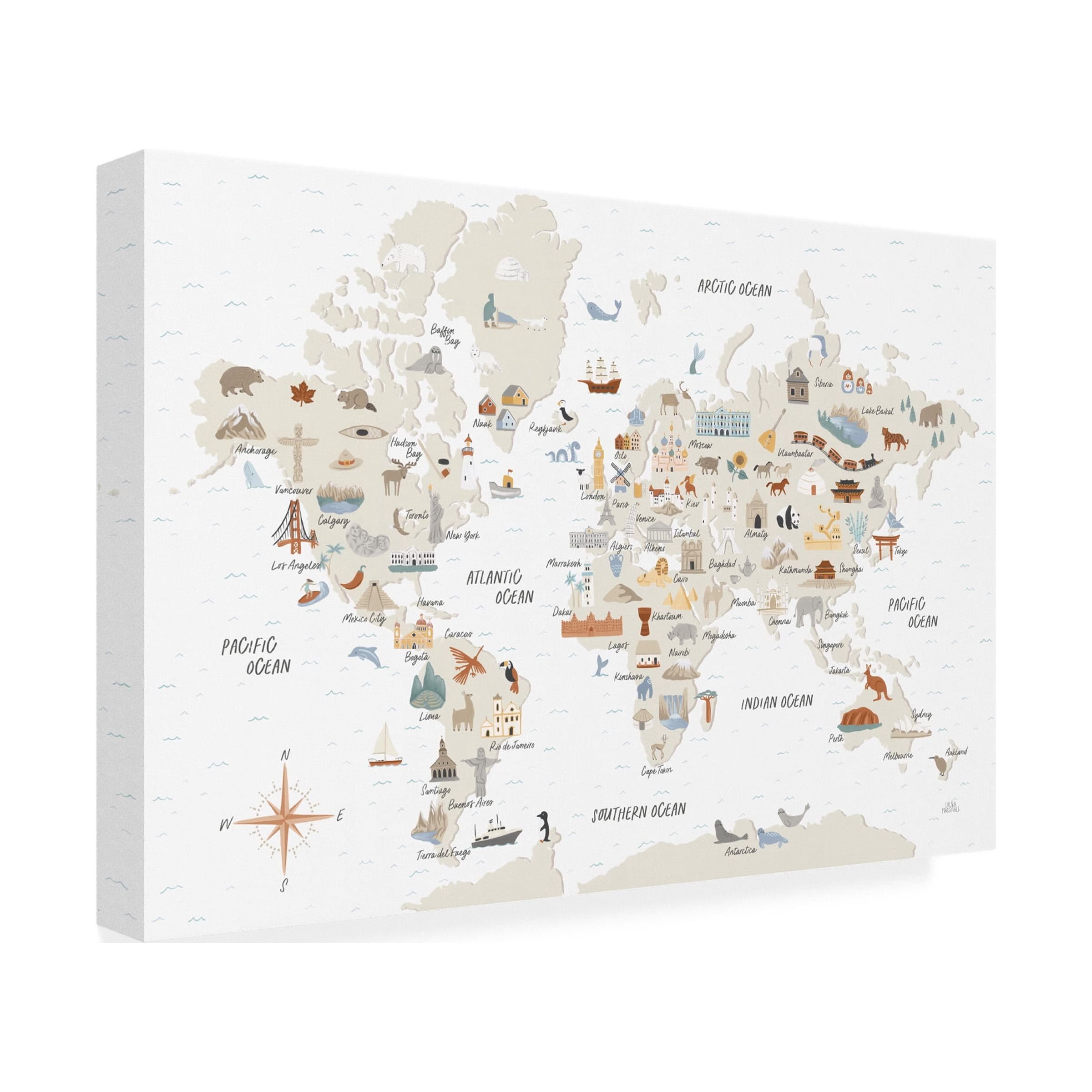 Laura Marshall 'Around the World I' Canvas Art