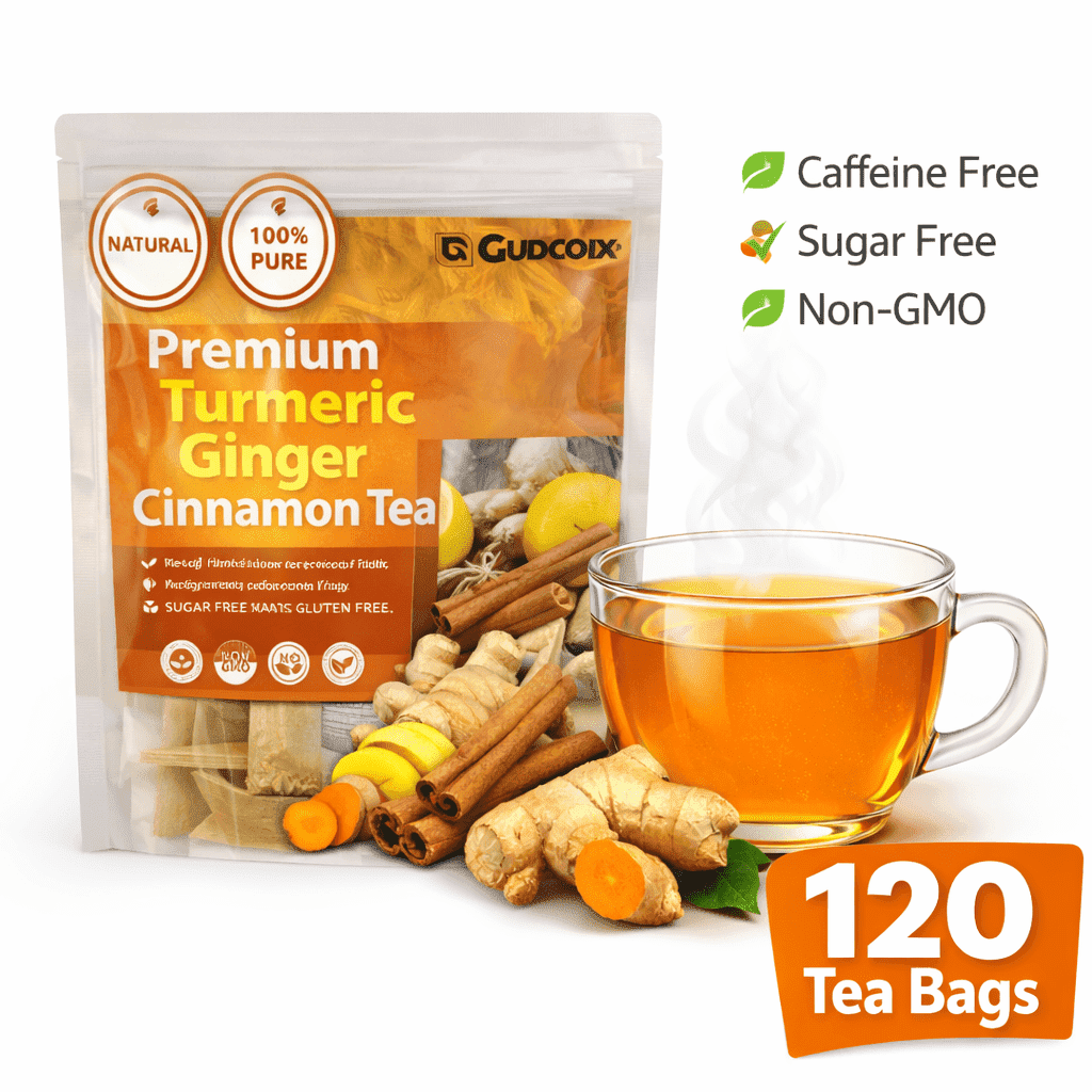 120 Premium Turmeric, Ginger, Cinnamon Blend Tea Bags, 100% Natural & No Additives & Caffeine Free.